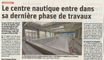 Article du Progrès du 25 février 2021 sur la dernière phase des travaux du Centre Nautique