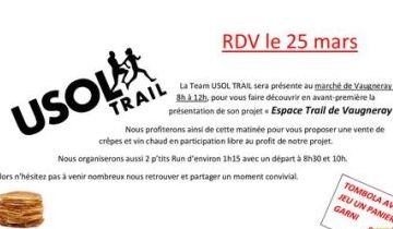 Venez découvrir l'Espace Trail de Vaugneray  le 25 mars de 8h à 12h au marché de vaugneray